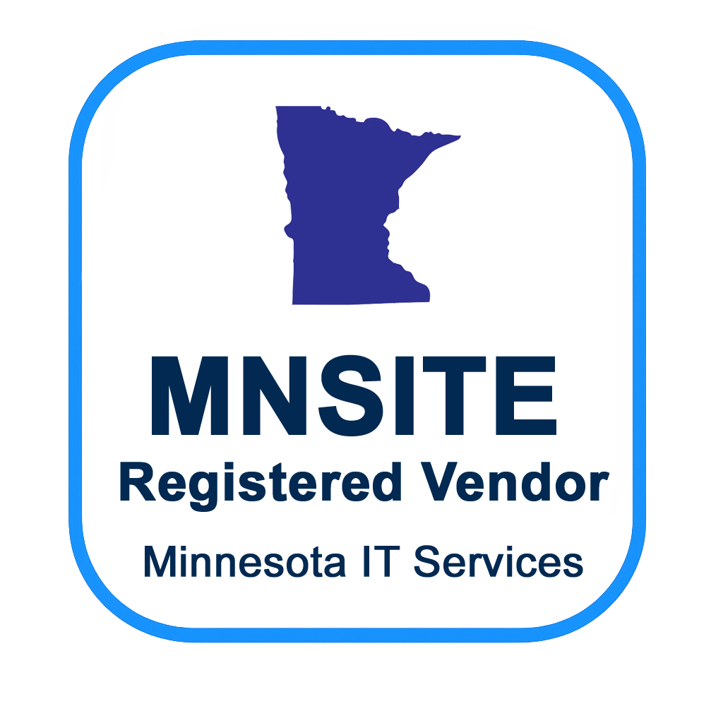 Minnesota MNSITE registered vendor badge for state IT services contracts