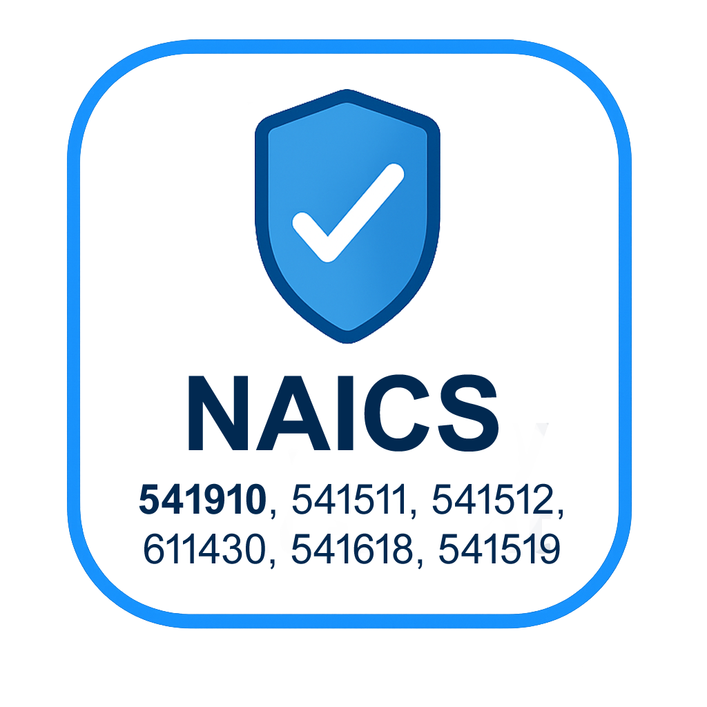 NAICS code badge listing LIFTUPS Digital's core service categories for federal work