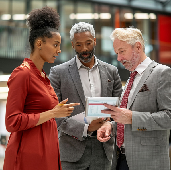 A diverse team of professionals collaborating on digital strategy and survey design, representing LIFTUPS Digital's commitment to inclusive, accessible solutions.