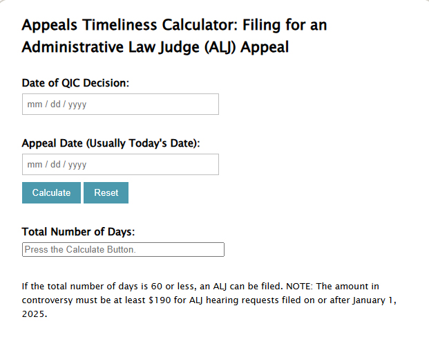 Appeals Filing Calculator